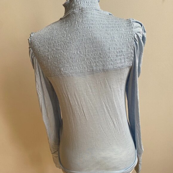 𝅺7 For All Mankind BNWT Sz Small Womens Blue Long Sleeve Top Mock Neck New - Picture 5 of 8